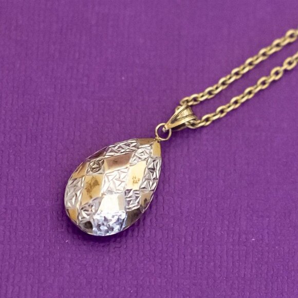 18 inch, Vintage Sterling Silver Round Oval Victorian Gold Filled Necklace - Q42 - Picture 1 of 3